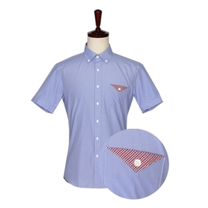 FS-102 배색포켓 잔체크 슬림 드레스 1/2 셔츠 (95~105)(TQYYX-0148)